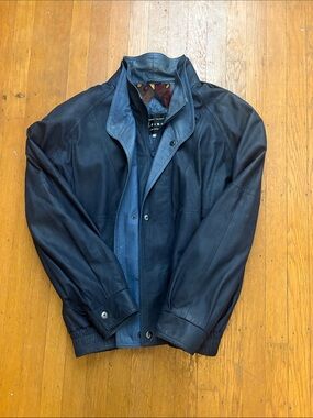 Women's Navy Leather Bomber Jacket - Classic Leather Finish